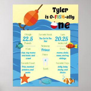O-Fish-ally One 1st Birthday Milestone Poster