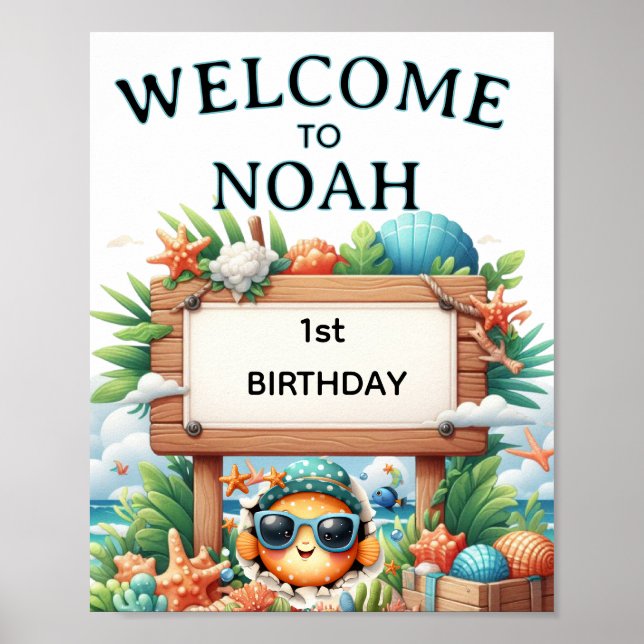 O-fish-ally One Birthday Party Poster (Front)