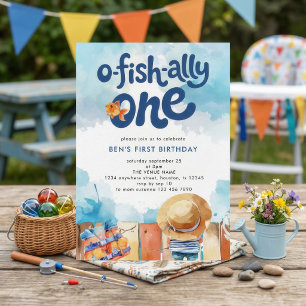 O-fish-ally One Fisherman Boy 1st Birthday Invitation
