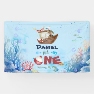 O-fish-ally One Fishing 1st Birthday Banner Sign