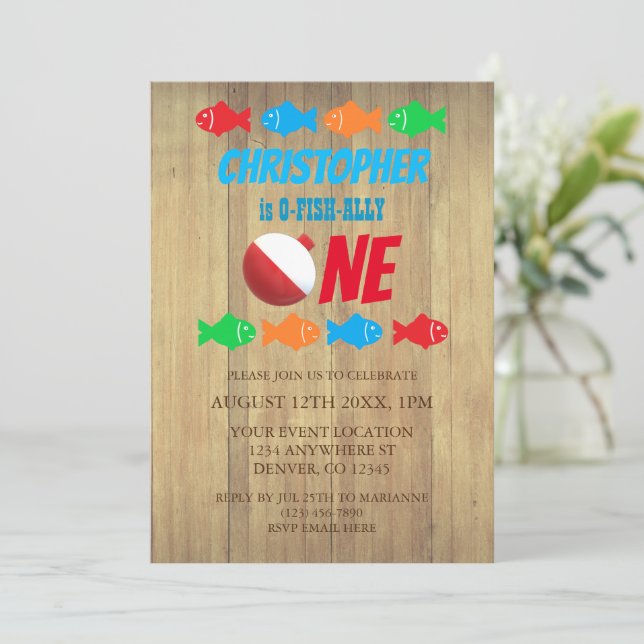 O-Fish-Ally One Fishing 1st Birthday Invitation (Standing Front)