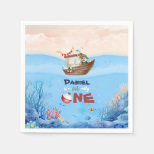 O-fish-ally One Fishing 1st Birthday Paper Napkin