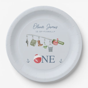 O-fish-ally one fishing 1st boy birthday paper plate