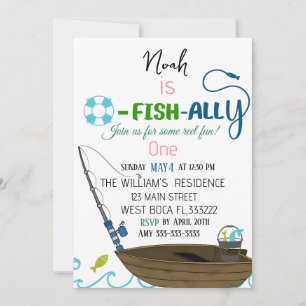 O-Fish-Ally One Fishing Birthday invitation