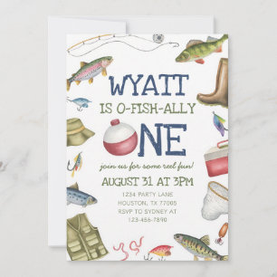 O-Fish-Ally One Fishing Boy 1st Birthday Invitation