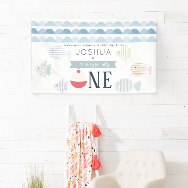 O-fish-ally One Fishing Boy 1st Birthday Welcome Banner (Insitu)