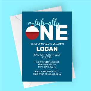 O-Fish-ally One Minimalist Birthday Party Invitation