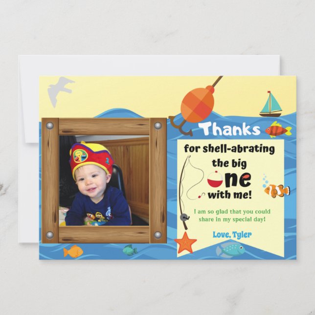 O-Fish-ally One Photo Thank You Card (Front)