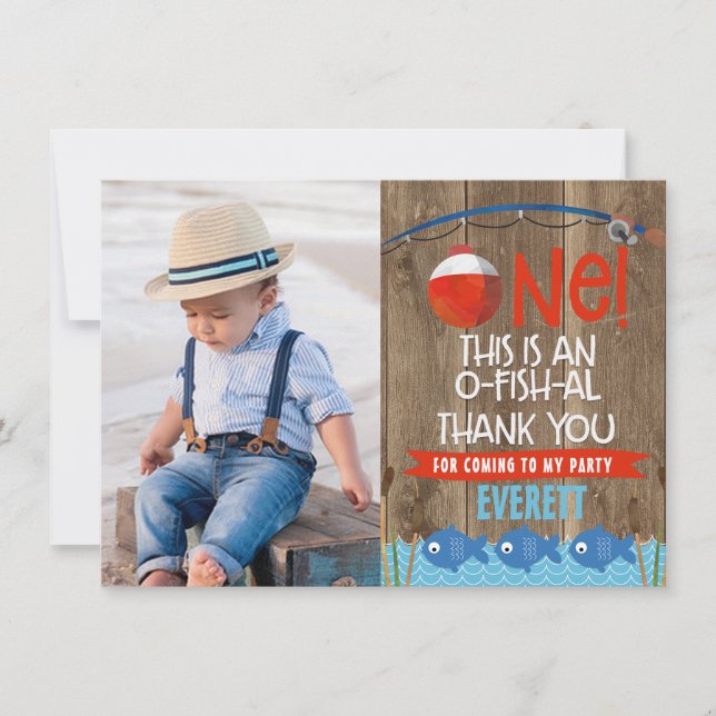 O-Fish-ally One Photo Thank You Card (Front)