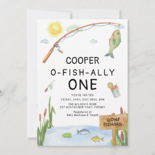 O-Fish-Ally One Rustic Fishing Boy 1st Invitation