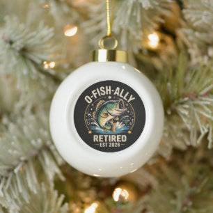 O-Fish-Ally Retired 2026 Fisherman Fishing Ceramic Ball Christmas Ornament