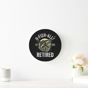 O-Fish-Ally Retired 2026 Fisherman Fishing Round Clock