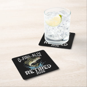 O-Fish-Ally Retired 2026 Humour Funny Square Paper Coaster