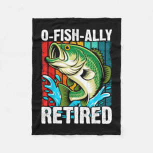 O-fish-ally retired husband dad fishing funny fleece blanket