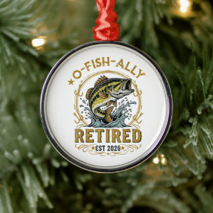 O Fish Ally Retired Since 2026 Fishing Retirement Metal Tree Decoration
