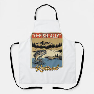 O-Fish-Ally Retired Vintage Fishing Shirt Design_1 Apron