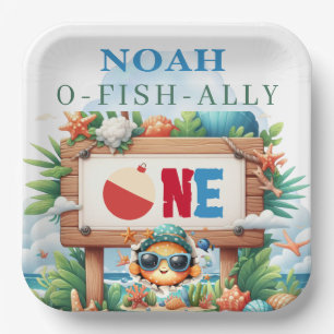 O-Fish-Ally The Big One Fishing Birthday Paper Plate