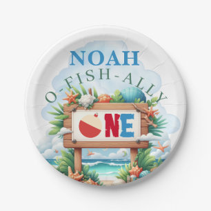 O-Fish-Ally The Big One Fishing Birthday Paper Plate