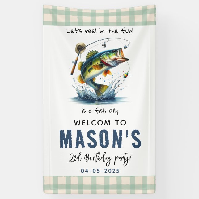 O-Fish-Ally Two Fishing 2nd Birthday  Banner (Vertical)