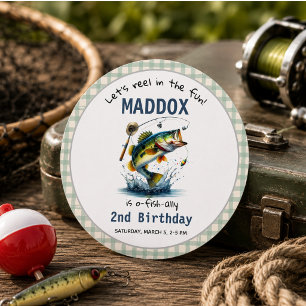 O-Fish-Ally Two Fishing 2nd Birthday Classic Round Sticker