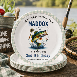 O-Fish-Ally Two Fishing 2nd Birthday Paper Plate
