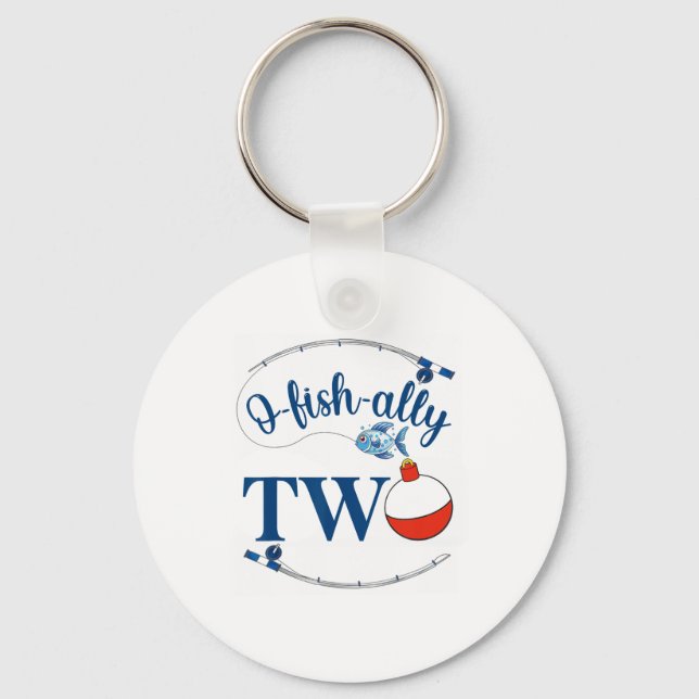 O-fish-ally Two Fishing Boy Second Birthday Ofisha Key Ring (Front)