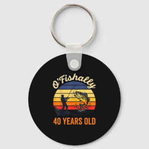 O fishally 40 years old fishing retro sunset key ring
