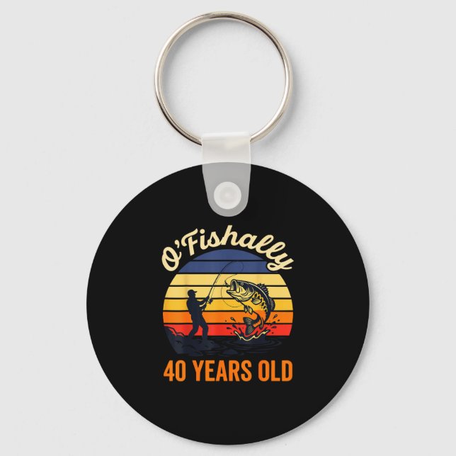 O fishally 40 years old fishing retro sunset key ring (Front)