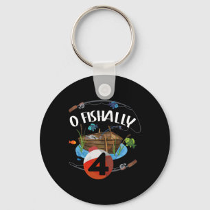 O Fishally 4 Years Old Fisherman 4th Birthday Fish Key Ring