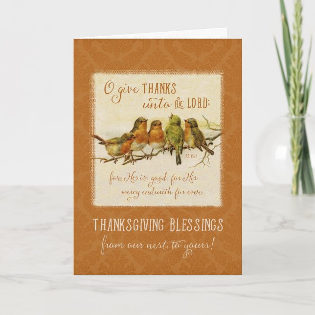 O Give Thanks For He Is Good - Thanksgiving Holiday Card (Front)