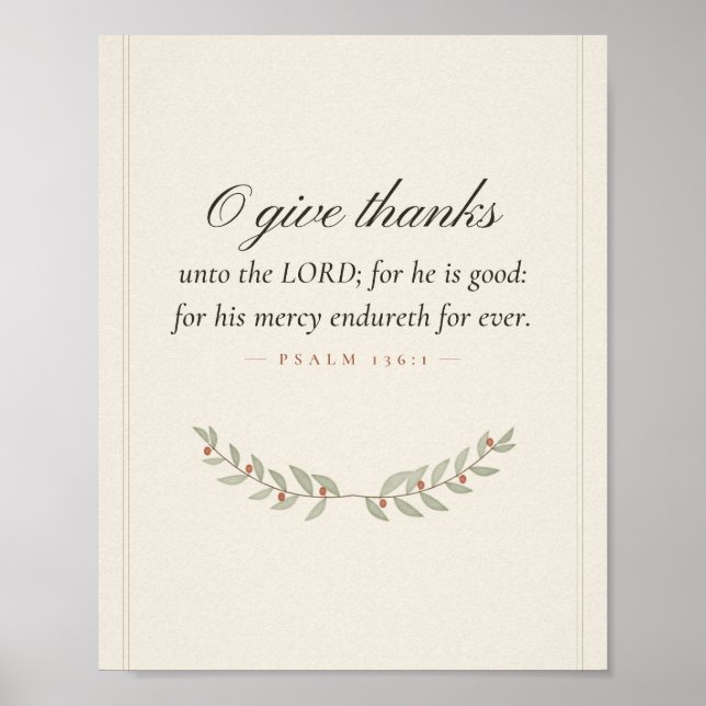 O Give Thanks Psalm 136 1 Kitchen Scripture Sign (Front)