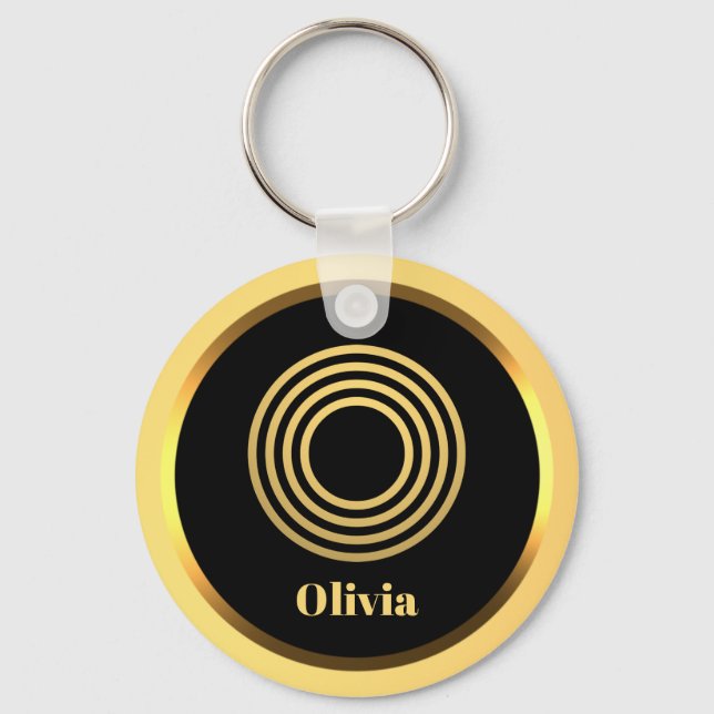 O Gold Monogrammed Letter Personalised Key Ring (Front)