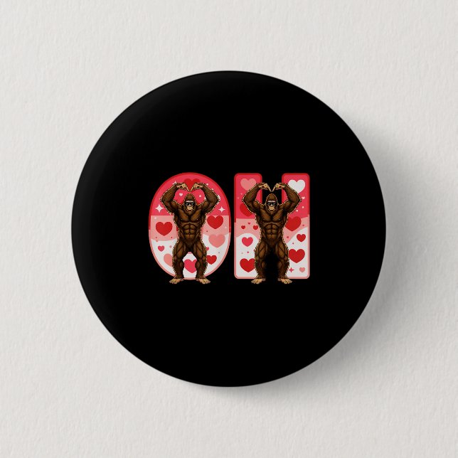 O-h Couples Matching Funny Bigfoot In Midwestern V 6 Cm Round Badge (Front)
