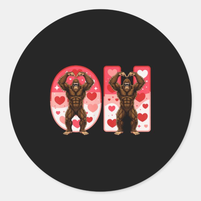 O-h Couples Matching Funny Bigfoot In Midwestern V Classic Round Sticker (Front)