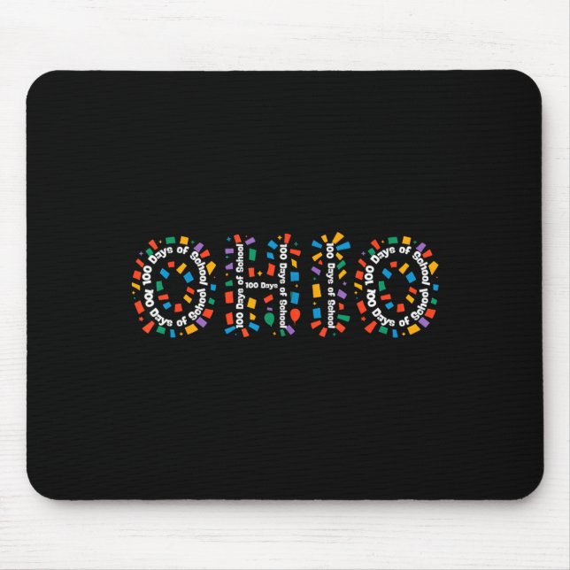 O-h-i-o Funny 100th Day Of School Ohio Midwestern  Mouse Mat (Front)