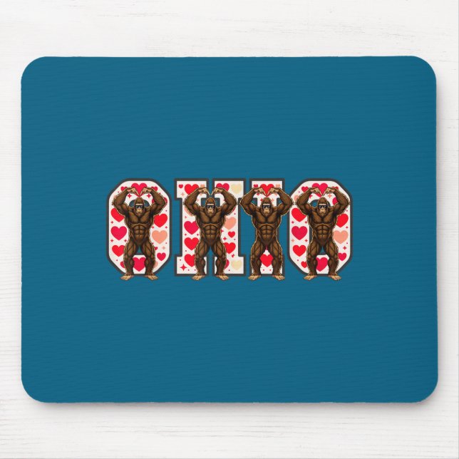 O-h-i-o Funny Bigfoot Ohio In Midwestern Valentine Mouse Mat (Front)