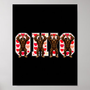 O-h-i-o Funny Bigfoot Ohio In Midwestern Valentine Poster