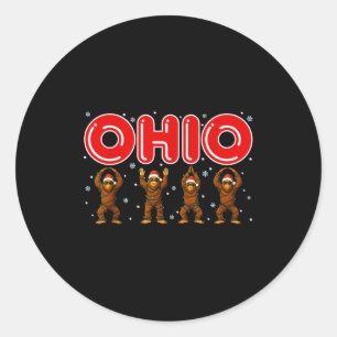 O-h-i-o Funny Bigfoot Ohio Vintage Xmas In Christm Classic Round Sticker