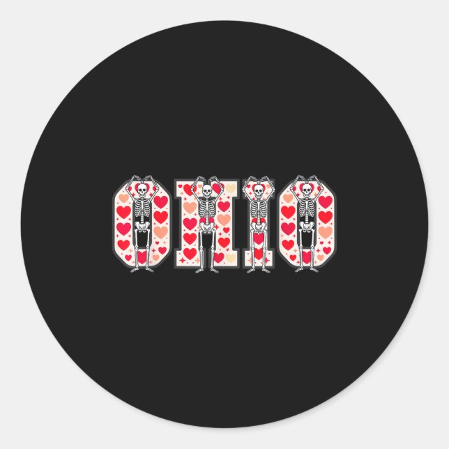 O-h-i-o Funny Skeletons Ohio In Midwestern Valenti Classic Round Sticker (Front)