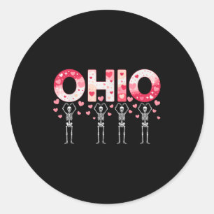 O-h-i-o Funny Skeletons Ohio In Midwestern Valenti Classic Round Sticker