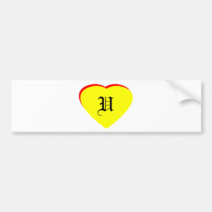 "O" Heart Yellow Red Wedding Invitation The MUSEUM Bumper Sticker