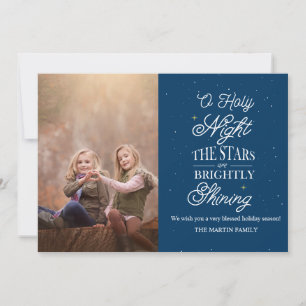 O Holy Night Blue Christmas photo card
