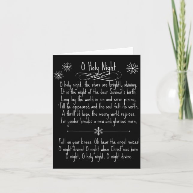 O Holy Night Christmas Carol Music Song Lyrics Tex Card (Front)