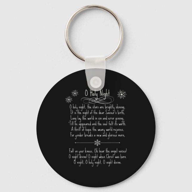 O Holy Night Christmas Carol Music Song Lyrics Tex Key Ring (Front)