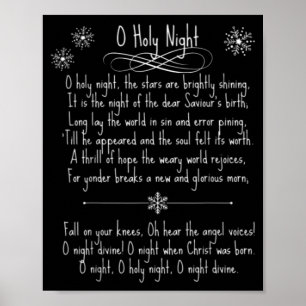 O Holy Night Christmas Carol Music Song Lyrics Tex Poster
