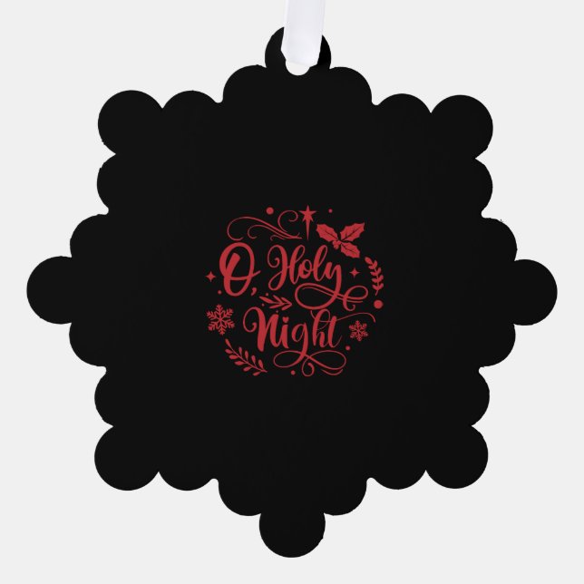 O Holy Night Christmas Holiday Tree Decoration Card (Front)