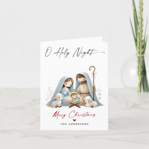 O Holy Night Christmas Nativity Scene Family Photo Holiday Card