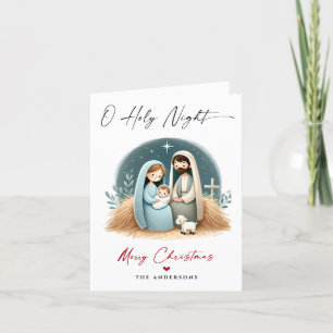 O Holy Night Christmas Nativity Scene Family Photo Holiday Card