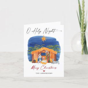 O Holy Night Christmas Nativity Scene Family Photo Holiday Card