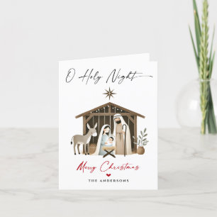 O Holy Night Christmas Nativity Scene Family Photo Holiday Card